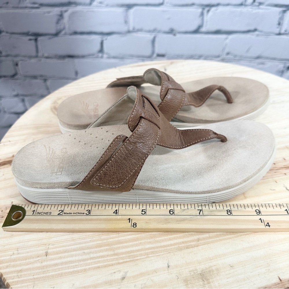 Dansko CeCe Brown Burnished Calf Leather T Strap Sandals Size 40 9.5-10 Open Toe - Picture 9 of 10